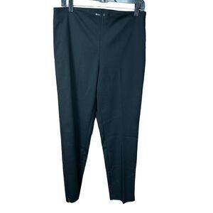 Vince Camuto Trouser Pants Satiny Black Side Zipper Ankle Slits Stretch Women 8
